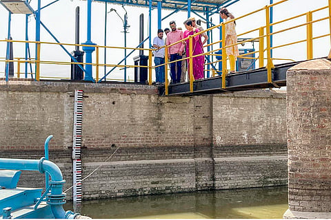 Atishi at Wazirabad water treatment plant